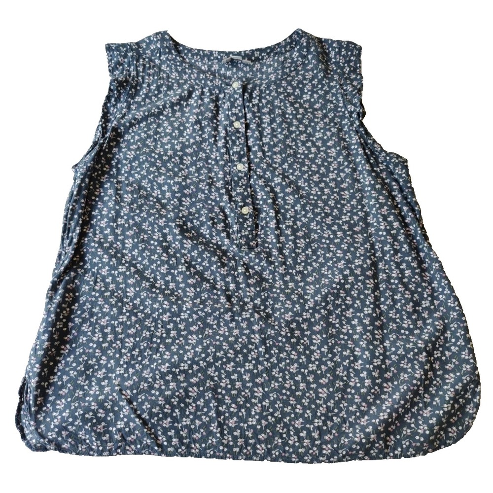 Floral Sleeveless Top Womens Large Cottagecore Prairie Popover Button Front LOFT